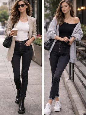 MADEWELL Black Denim 9" Mid Rise Skinny Jeans Button Fly Minimalist Casual 37